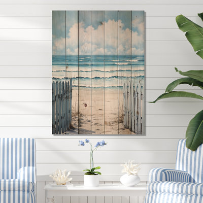 Coastal Minimalisme Beach Fence II sur impression sur bois