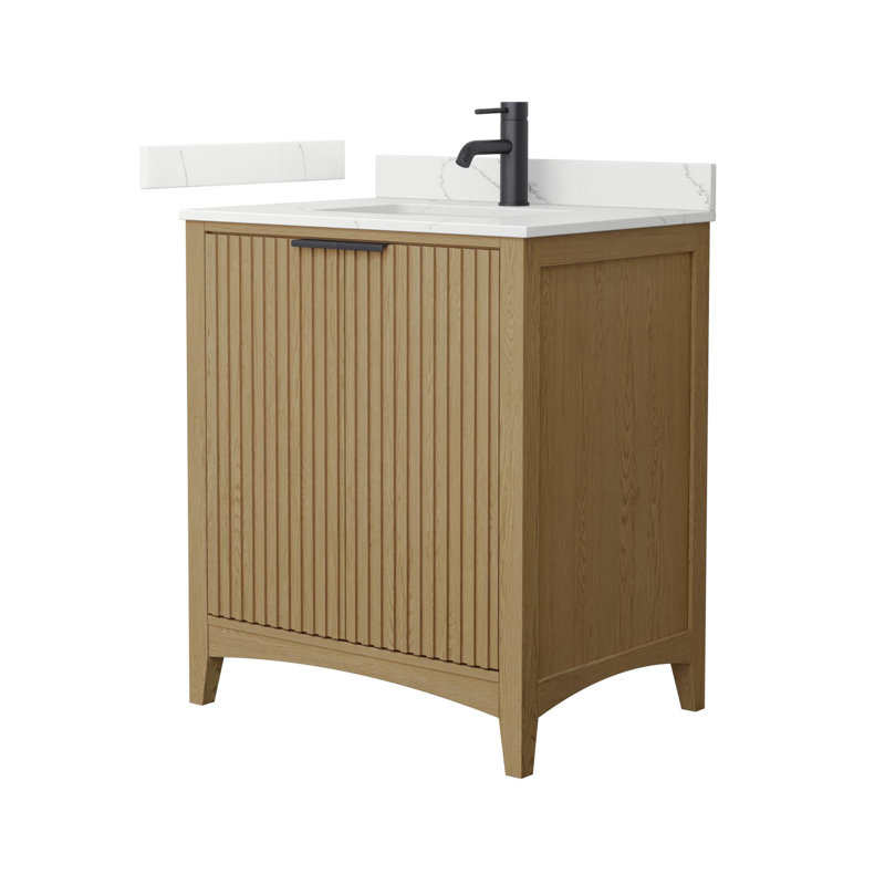 Palmilla Freestanding Single Bathroom Vanity with Quartz Top, Beige / Matte Black, 30", Giotto Quartz