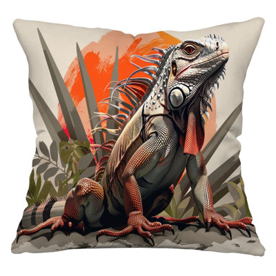 Iguana Throw Pillow, Animal Cotton Twill Pillows