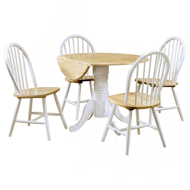 Ensemble de salle à manger 5 pièces brun naturel et blanc