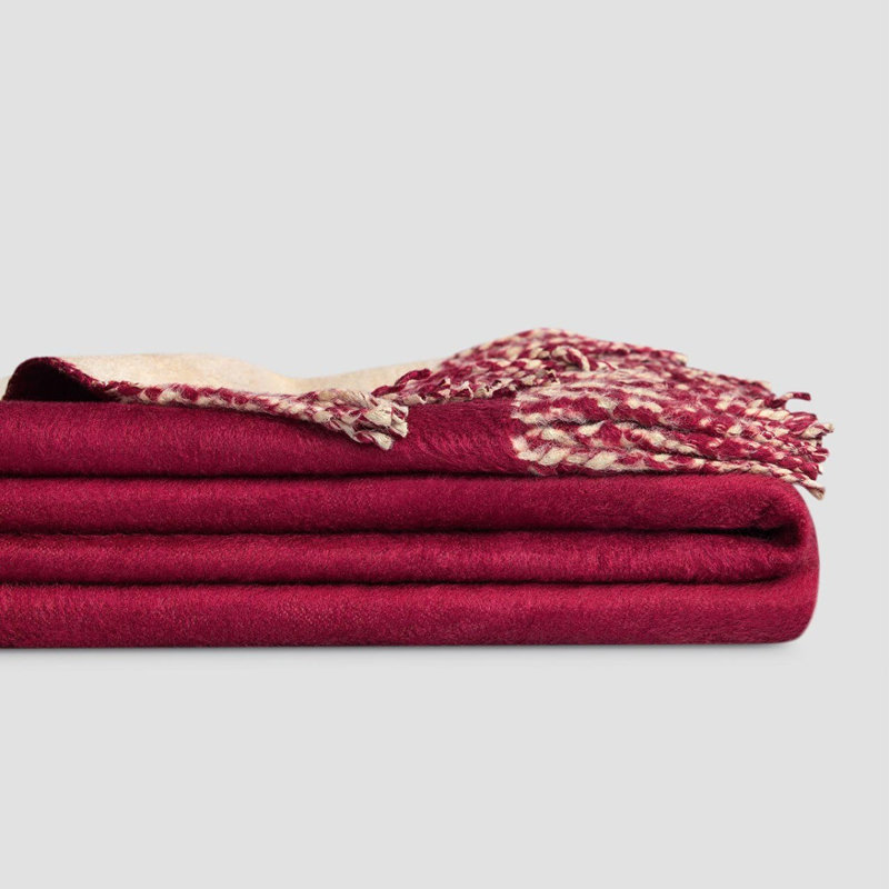 Marinetti Throw Blanket, 83" L x 79" W, Beaujolais/Golden Ecru
