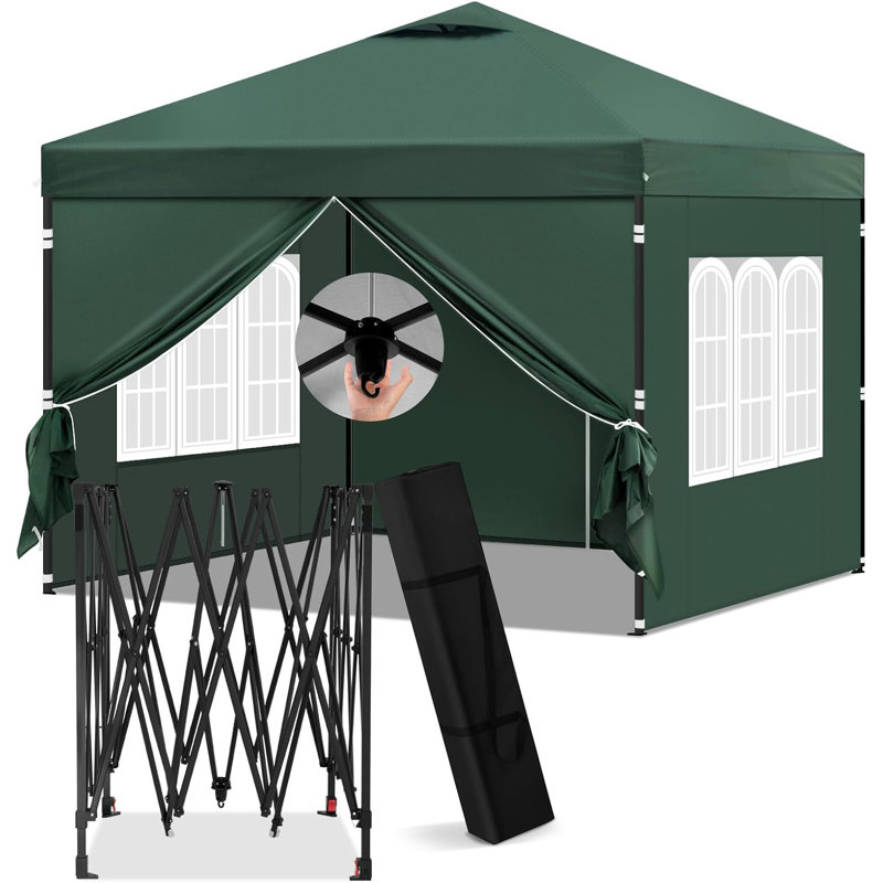 Gazebo 3 X 3 M, Folding Gazebo With Side Walls, Waterproof, Stable, Winterproof, Outdoor Garden Gazebo, Party Tent, Garden Tent, Height Adjustable, Uv Protection, Metal Frame