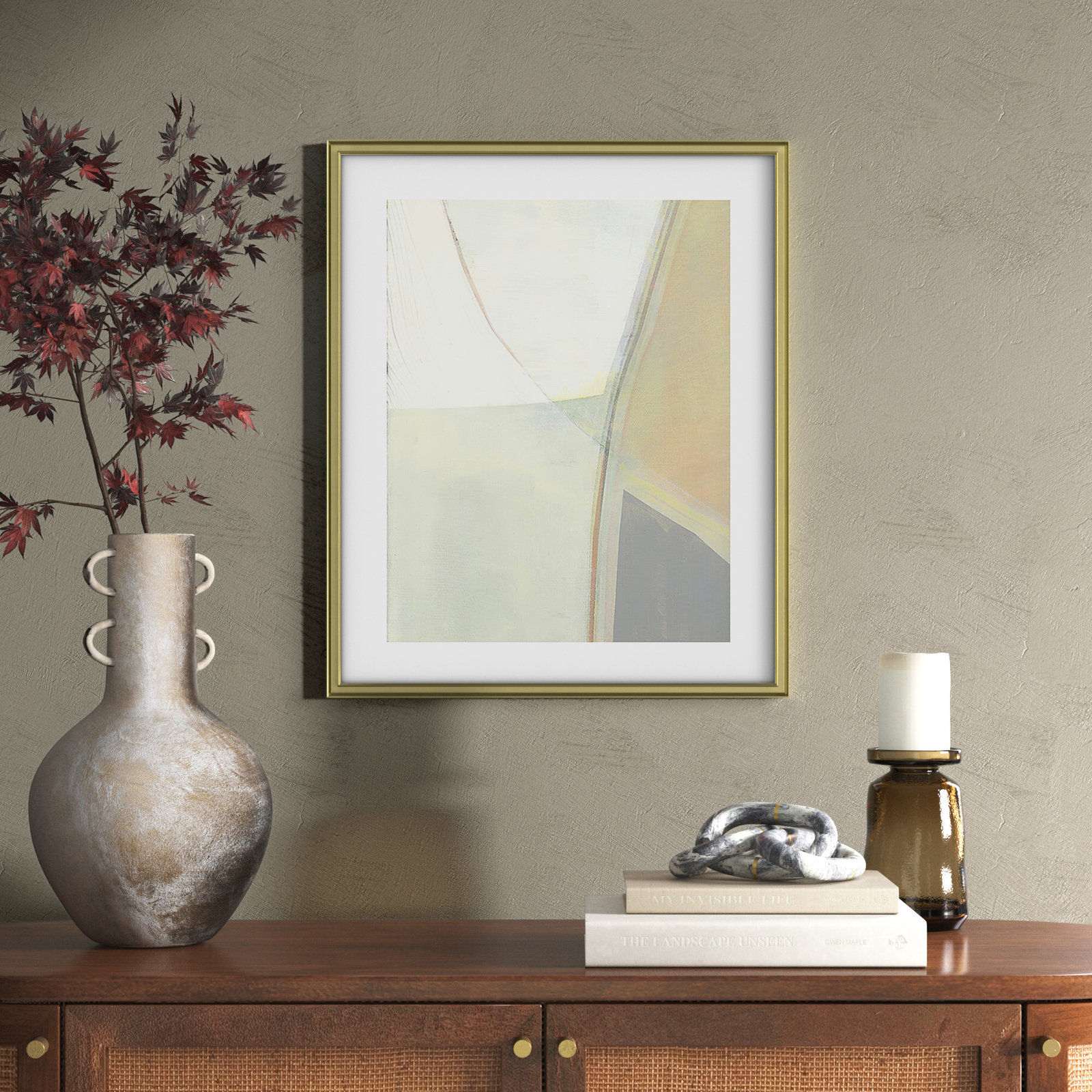 In Neutral II - Painting Print, Gold Framed Paper, 25.5" H x 21.5" W x 0.88" D