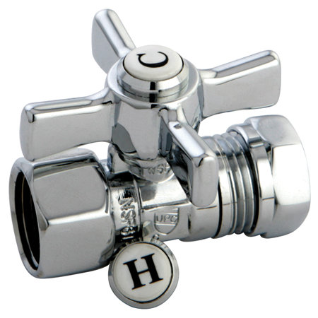Kingston Brass Millennium 1/2-Inch FIP x 1/2 or 7/16-Inch Slip Joint Quarter-Turn Straight Stop Valve, Polished Chrome