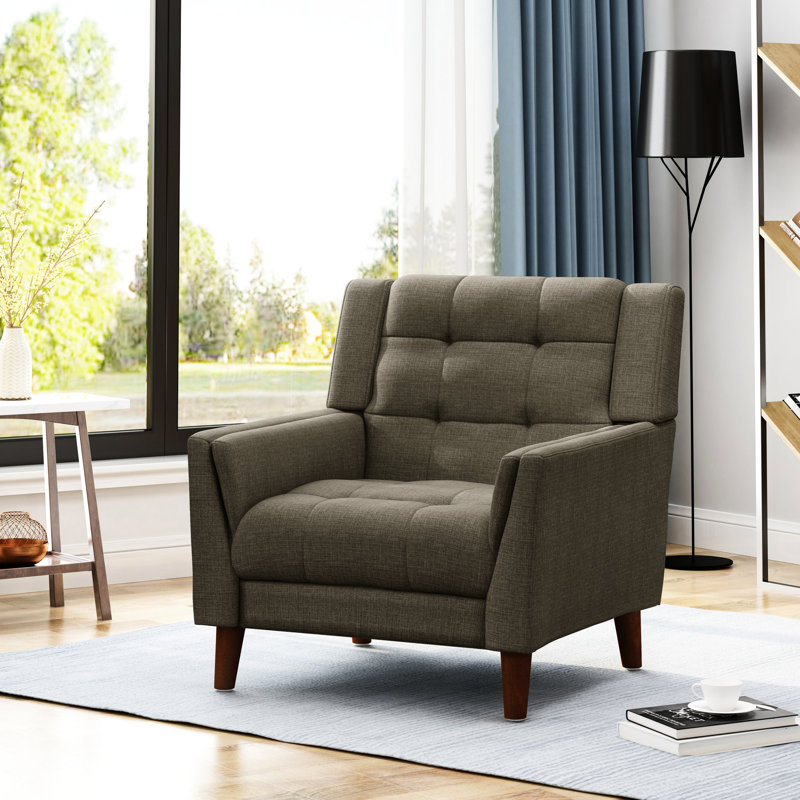 Fauteuil Mid-Century moderne avec surpiqûres gaufrées - Tissu pour un bureau à la maison confortable et confortable au quotidien