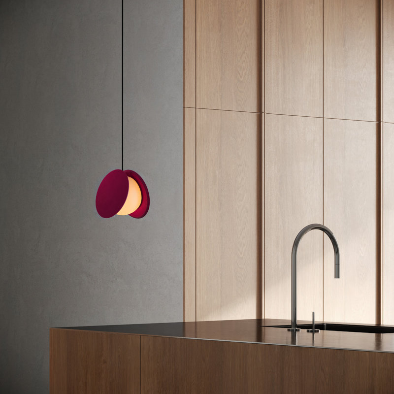 Pendulum Pendant Light, Black, Blossompink, 14" H x 9.69" W x 8.03" D