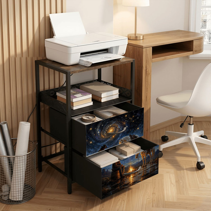 Table de chevet 2 tiroirs avec station de charge, table de chevet pour chambre avec ports USB et amp; Table de chevet noire Outlets Outlet
