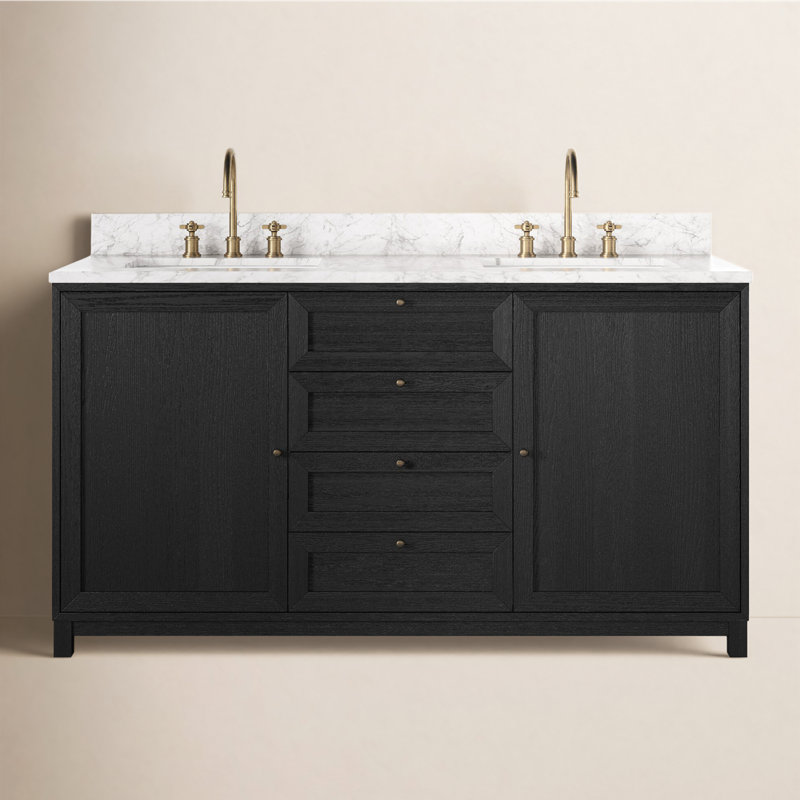 Millie Double Vanity-Satin Drifted Black Veneer, Black