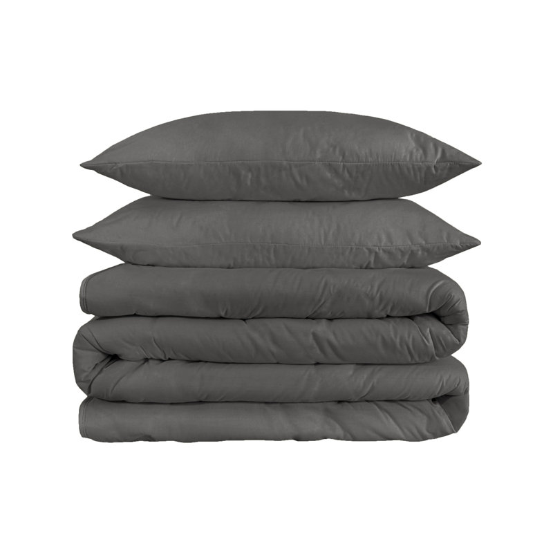 Luxury 1200 Thread Count 100% Standard Cotton 3-Piece Duvet Cover Set, Queen Duvet Cover + 2 Standard Shams, Charcoal