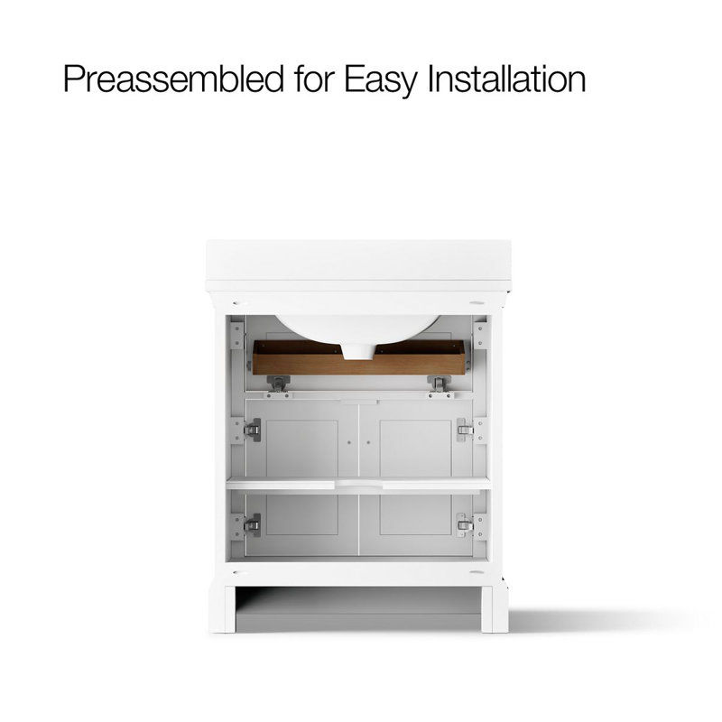 Charlemont 30 In. Bathroom Vanity Cabinet With Sink And Quartz Top, Brushed Nickel, White, 30"