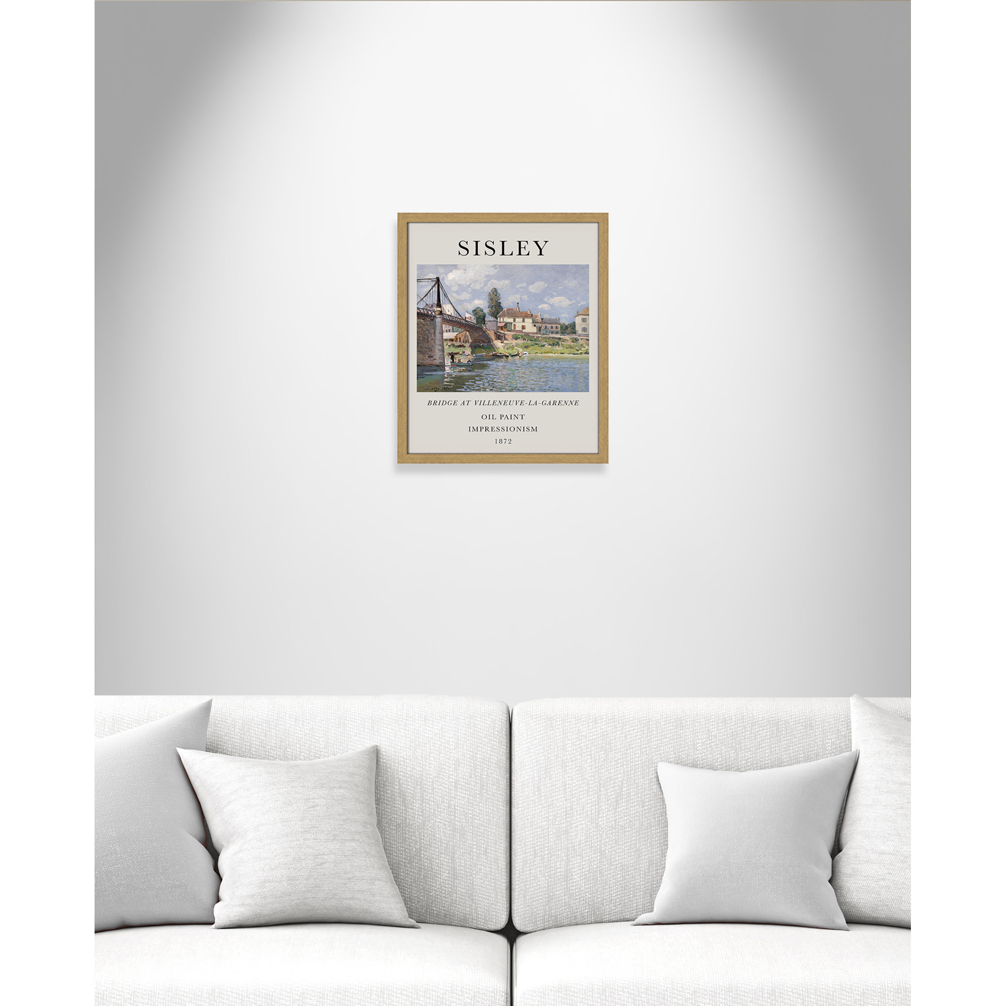 Old Masters Collection " The Bridge At Villeneuve " by Alfred Sisley, Natural Single Picture Frame, No