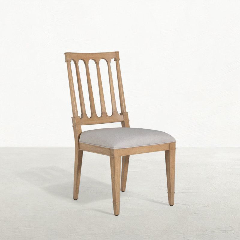 Mathis Wood Sculpted Back Dining Side ChaiRr, Rustic French Oak
