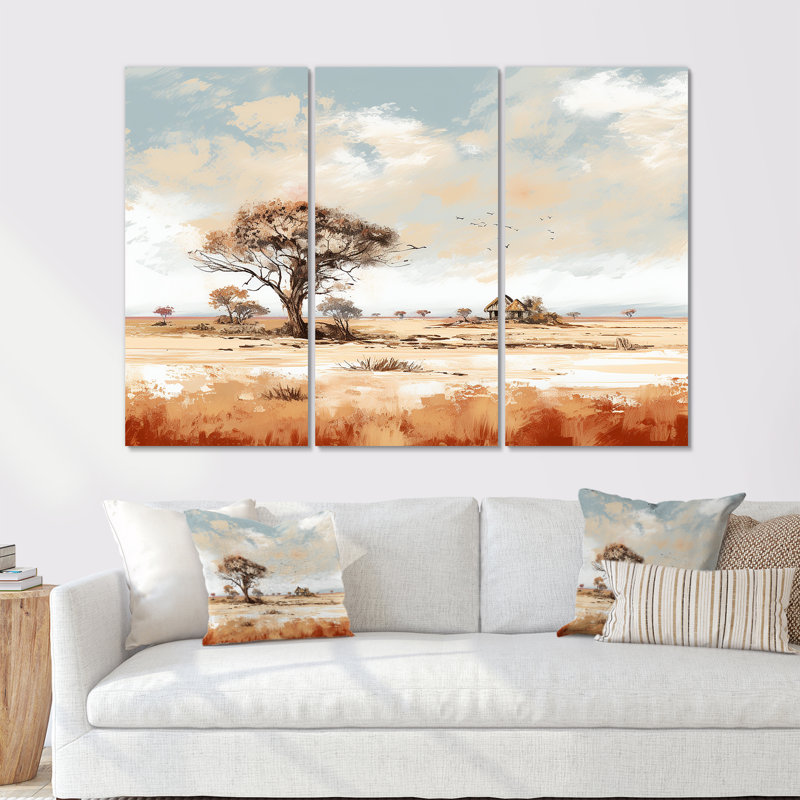 Paysage africain sauvage, ensemble d'art mural africain, H 28 po x l 36 po x P 1 po
