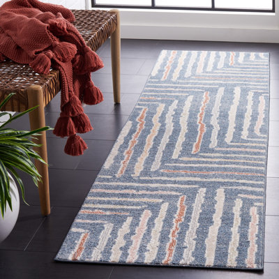 Tapis lavable bleu / ivoire Setebos