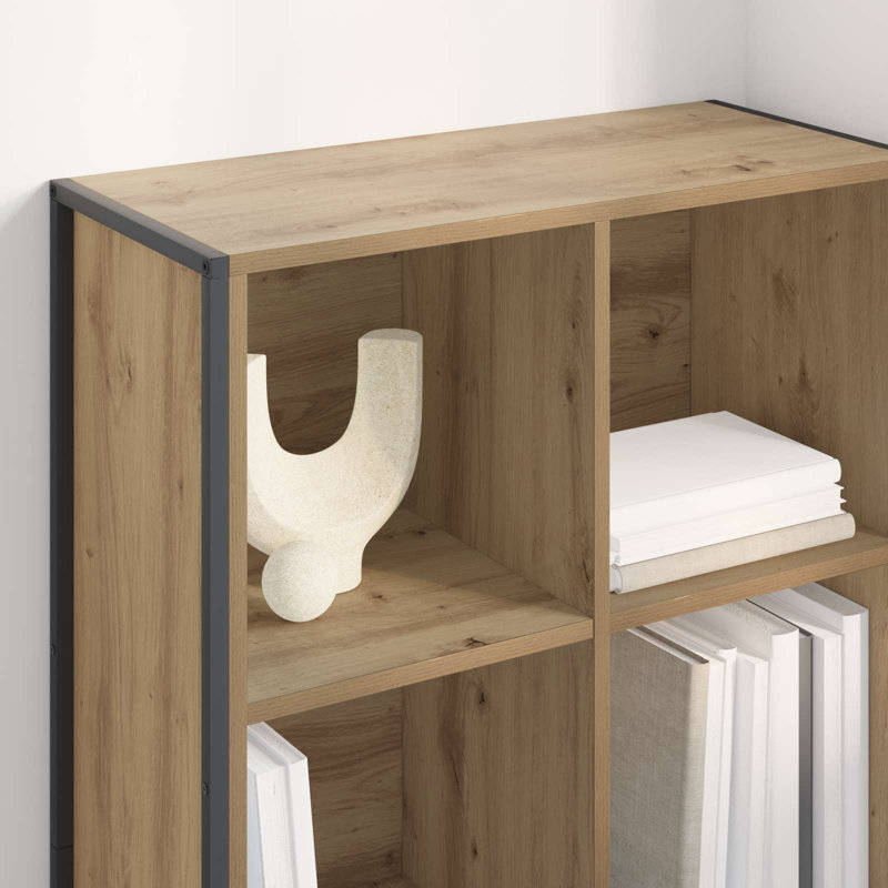 108cm H x 68cm W Steel Book Cabinet Bookcase, Artisian Oak