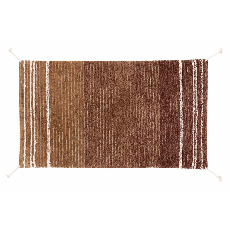 Reversible Toffee and Natural Cotton Striped Rug
