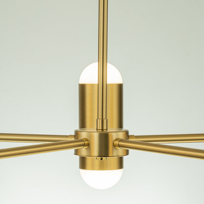 Lustre spoutnik 5 lumières DEL Tralana, Laiton