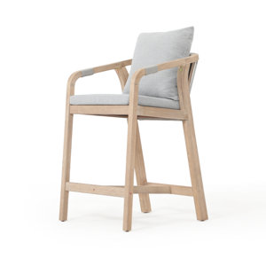 Marinee 38? H Acacia Wood Outdoor Bar Stool With Cushions