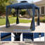 Pavillon de jardin d'extérieur avec pavillon et filet, bleu foncé-124558528