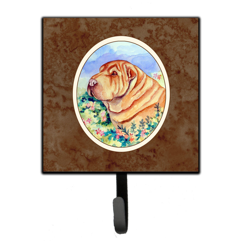 Organisateur de clés murales avec crochets clés french bouledogue Pelin, Brun / saumon / bleu, Shar Pei