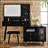 Modern Makeup Vanity Desk With Adjustable LED Lights, Retractable Side Cabinet, And Built-In Power Outlet For Enhanced Beauty Routine-2097566439