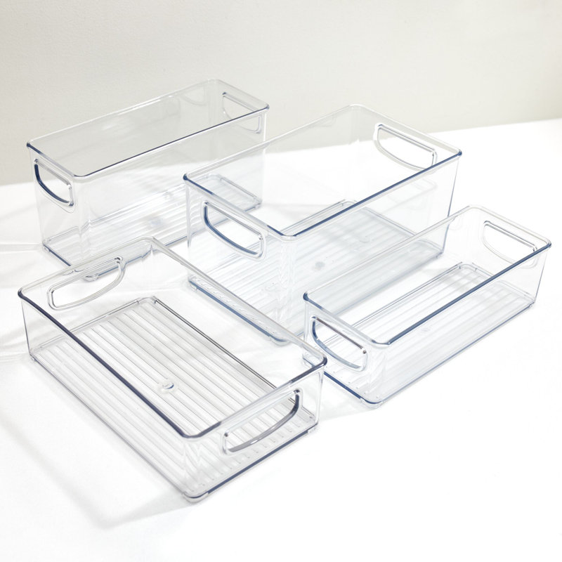 Ensemble de 4 bacs de rangement en plastique recyclé à 50% iDesign Linus, transparent