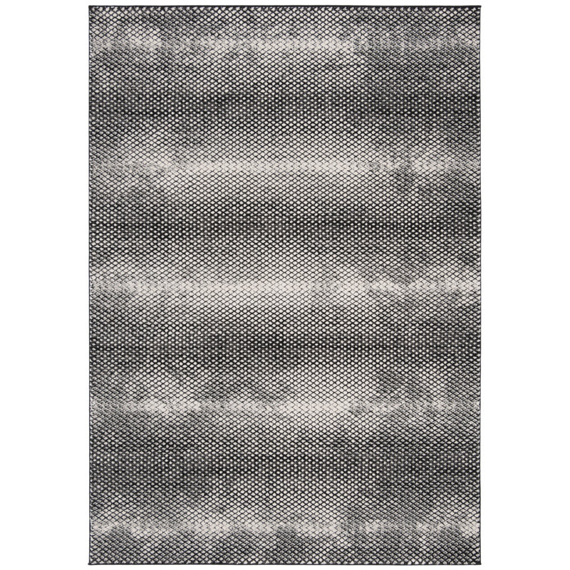 Tapis noir / blanc à motif abstrait Kearney, Rectangle 5 pi 3 po x 7 pi 6 po
