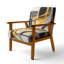 Fauteuil rembourré gris et jaune Kycia-1983116280