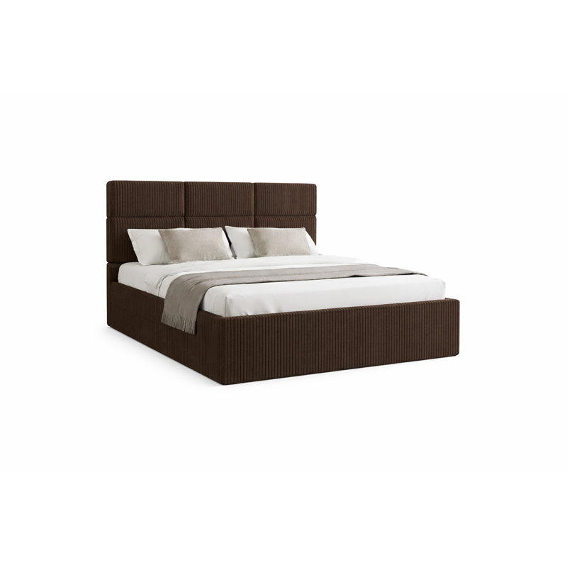 Upholstered Bed, Brown, European Double (140 x 200 cm)