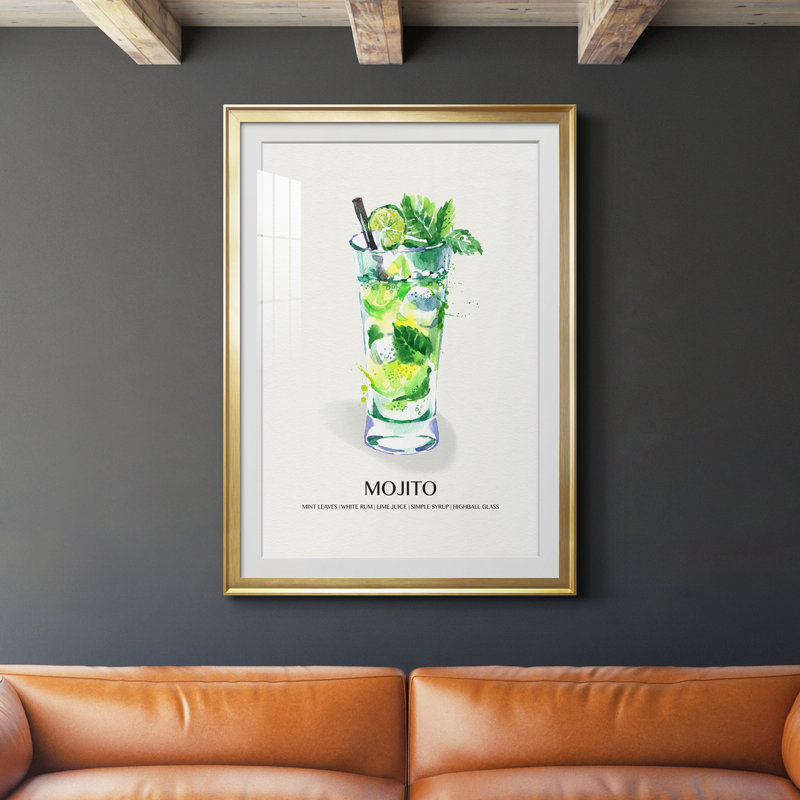 " Mojito " Painting Print, Gold, 30.5" H x 42.5" W x 1.5" D