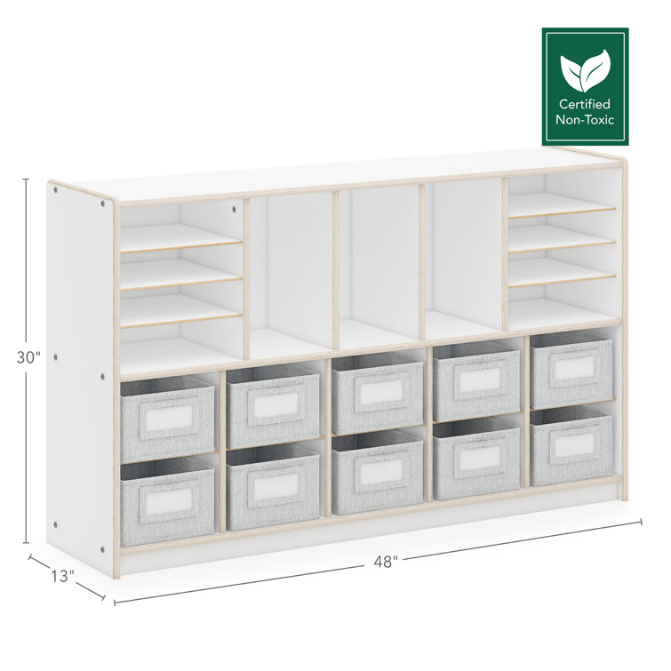 Guidecraft EdQ Shelves and 5 Bin Storage Unit 30 - White