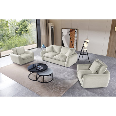 Bonaventure Upholstered Modular Living Room Sofa 3 Piece Set, Down-Filled Deep Seat (2 Swivel Chairs + 1 Sofa)
