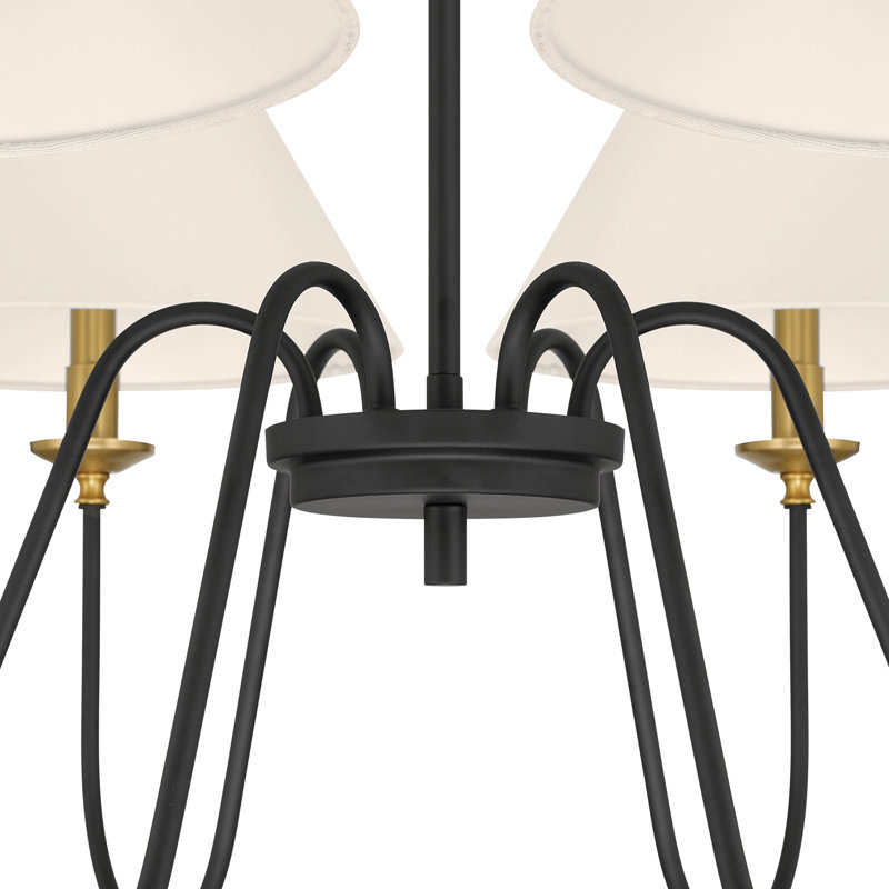 Lustre classique / traditionnel à 6 lumières à intensité variable, H 21 po x l 40 po x P 40 po, Noir