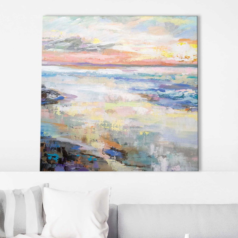 Jet de mer I - peinture, L 18 po x H 18 po, Toile tendue