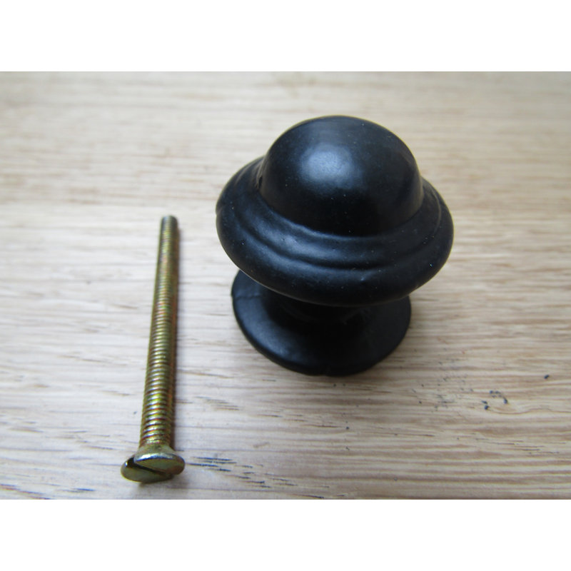 Clem 30mm Diameter Mushroom Knob, Black Antique