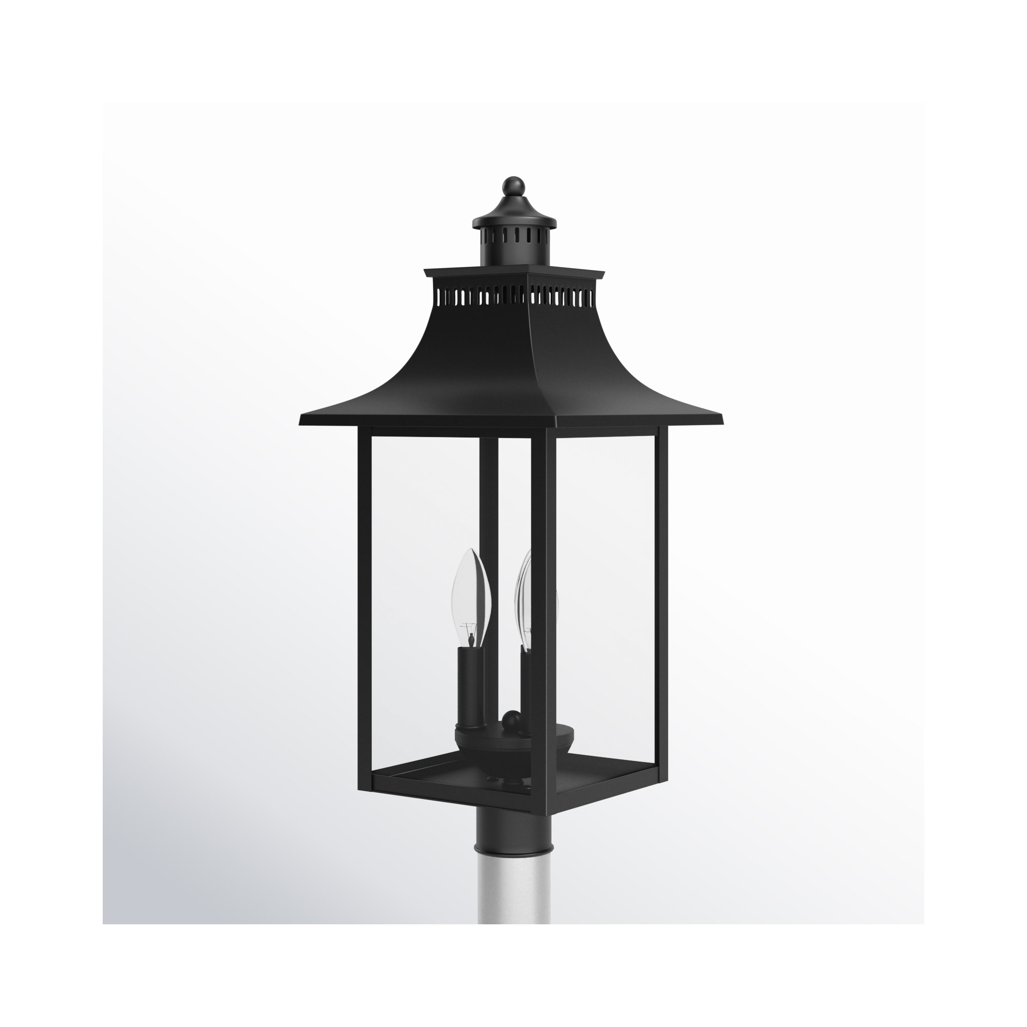 Amarone Transparent Metal Outdoor Lantern Head, Black