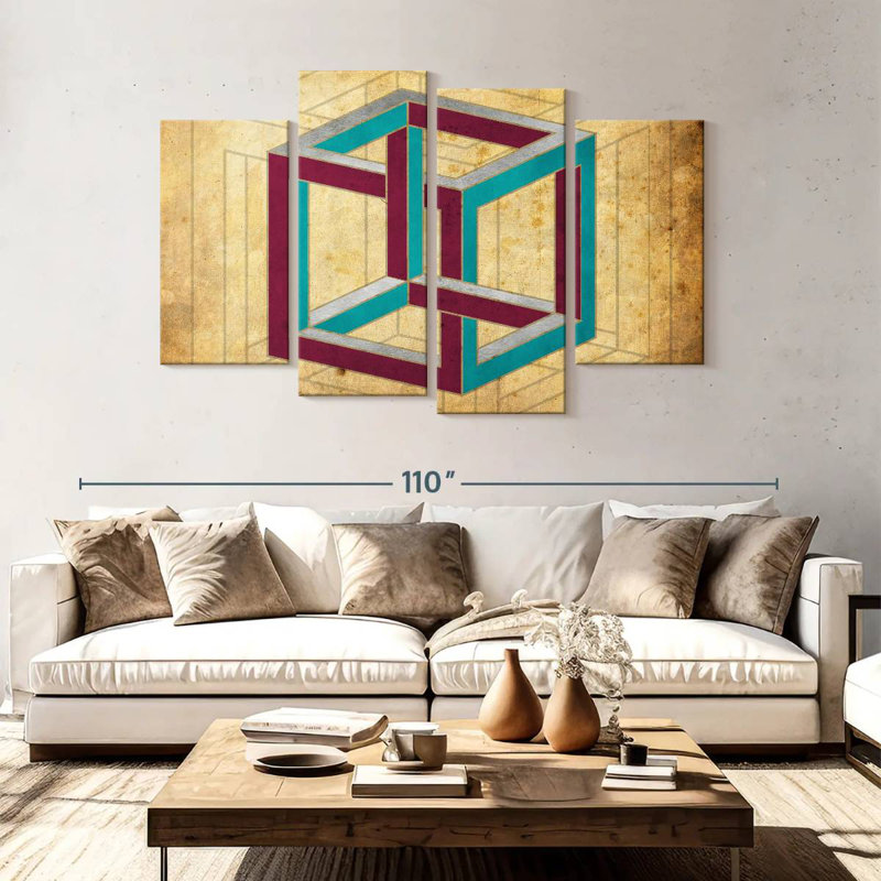 Geometric Cube Illusion, 54" H x 84" W