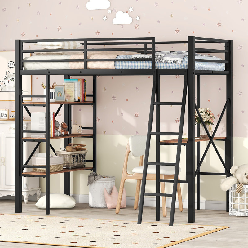 Lit mezzanine simple avec bureau intégré Ansley par Mason & Marbles