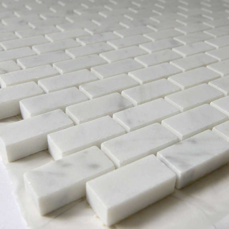 Carrara Brick 0.62" x 1.25" Marble Mosaic Tile in White