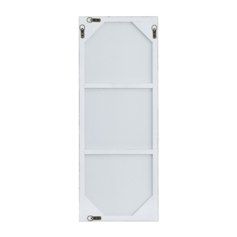 Wooden Wall Mirror with Thin Minimalistic Frame, White, 36" x 14"