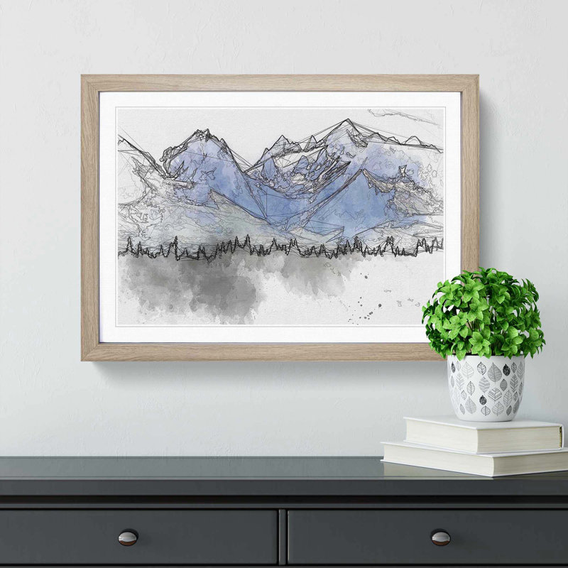 Rocky Mountains in Alaska in Abstract - Picture Frame Graphic Art Print, 50cm H x 76cm W x 2cm D, Oak