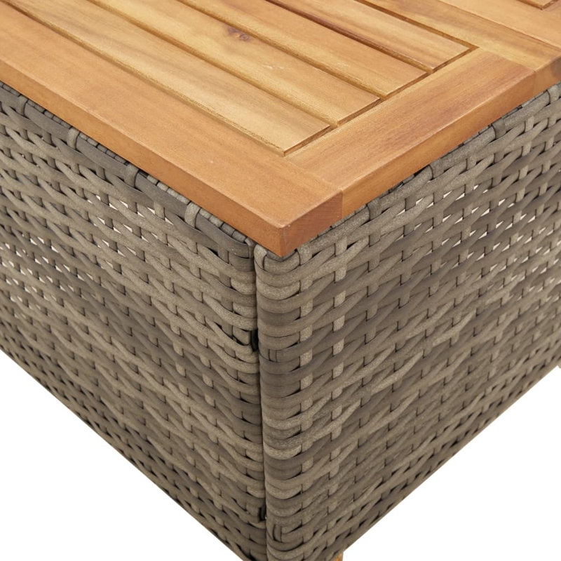 Dakota Fields Patio Table 7.7"X17.7"X14.6" Poly Rattan Acacia Wood, Gray/Brown