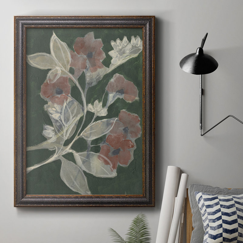 Blooms On Hunter Green I, toile de qualité supérieure, prête à être accrochée, H 20 po x l 16 po x P 2,5 po