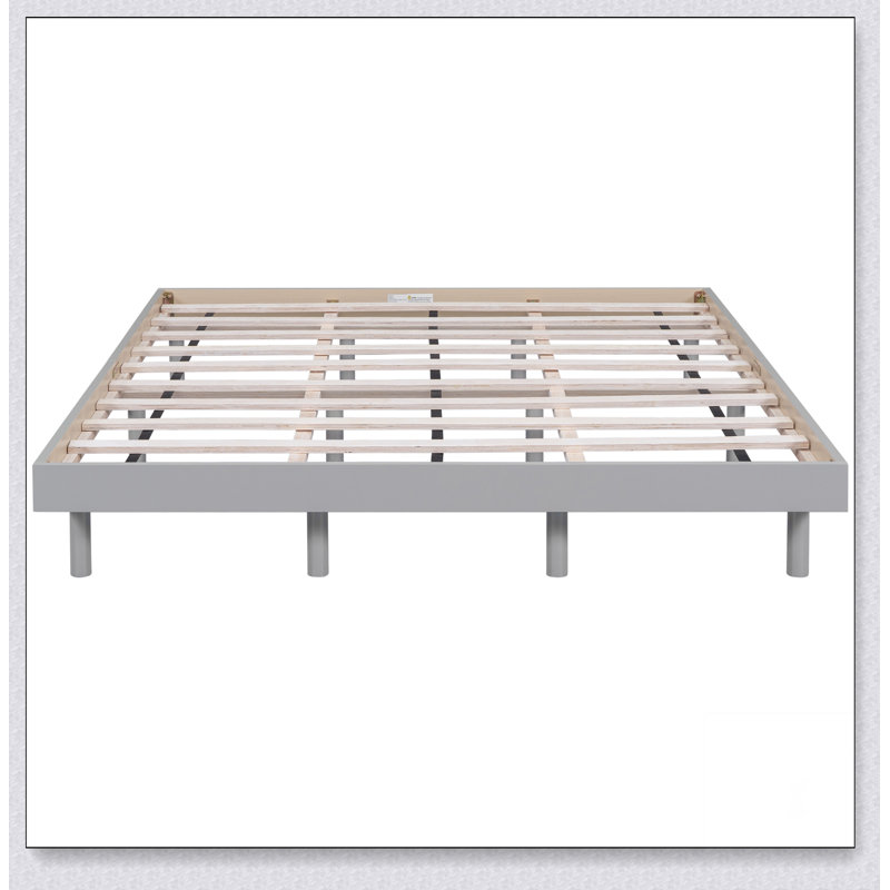 Modern Design Floating Platform Bed Frame, Grey, Queen