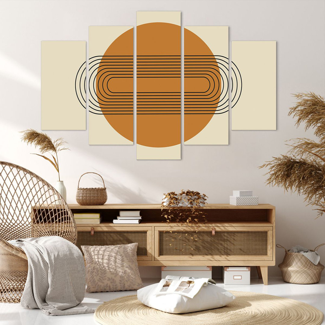 5-tlg. Leinwandbilder-Set Piece Geometric Orange