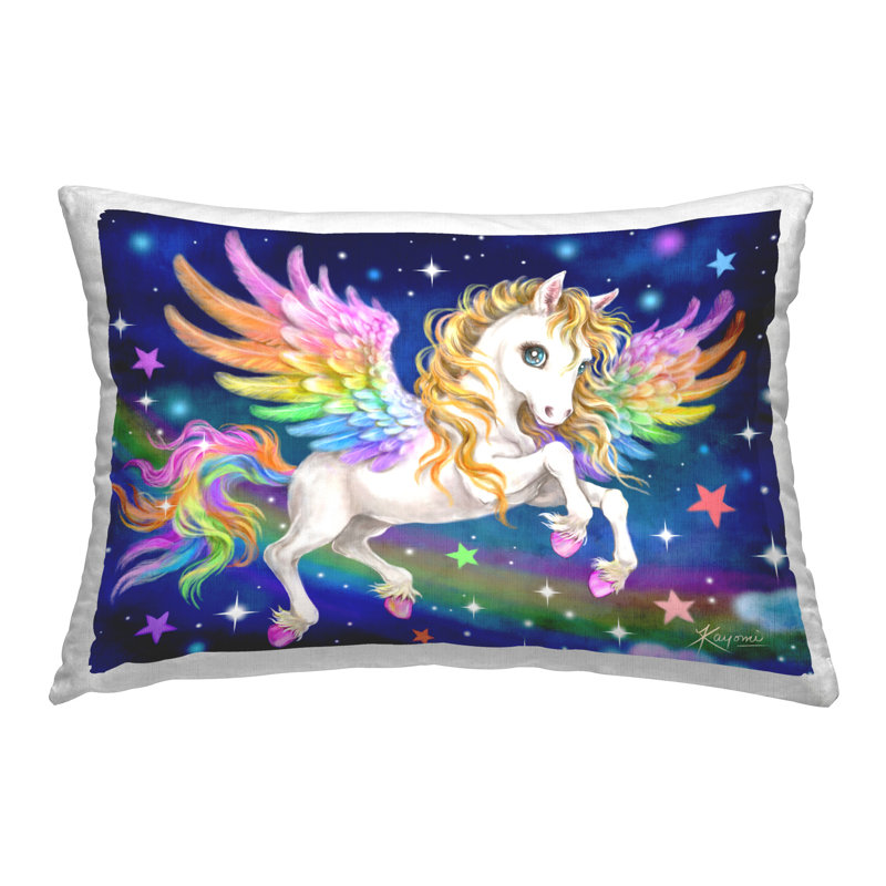 Coussin décoratif imprimé "Pégase dans l'espace" par Kayomi Harai
