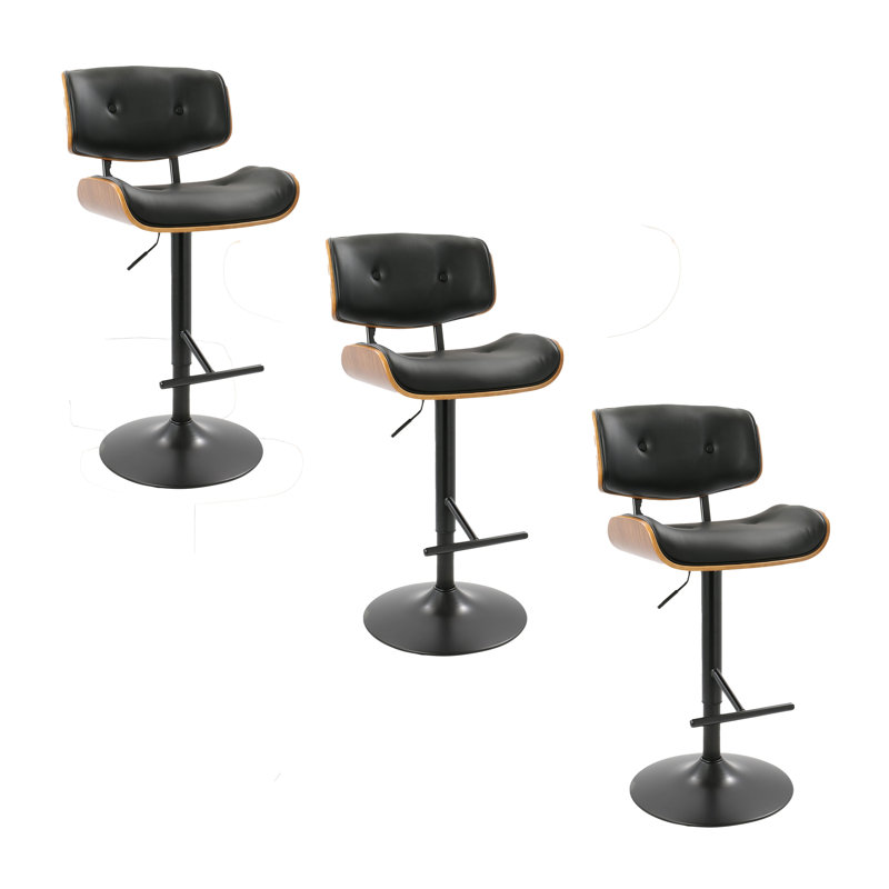 Lombardi Adjustable Barstool - Set Of 3, Black