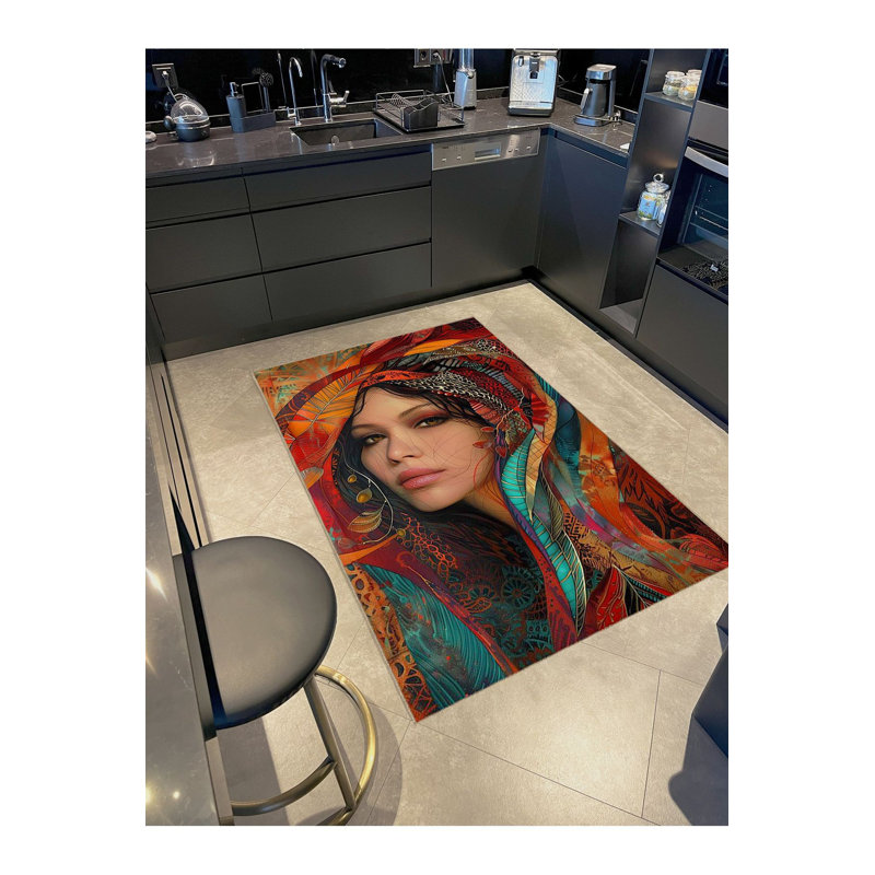 Tapis décoratif lavable à la machine, Rectangle 5 pi 1 po x 7 pi 7 po