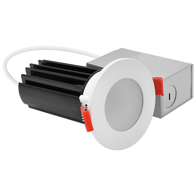 Ensemble de 2 po LUXRITE Éclairage encastré à DEL, lumière Canless à régression profonde, garniture ronde et interchangeable imperméable blanche, 5CCT, 1000LM, 15W, CRI80, à intensité variable