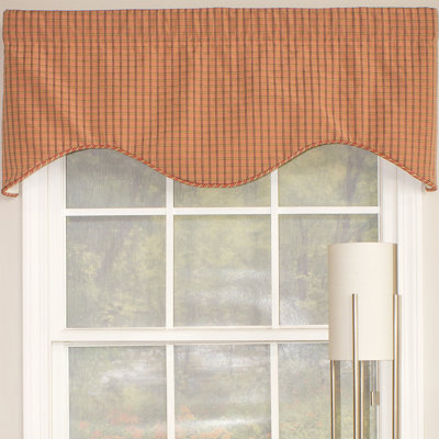 Cotton Blend Plaid Scalloped Window Valance